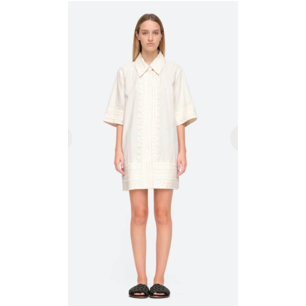 Sea New York Ryleigh Ric Rac Button Up Dress Embroidered Oversized Size XS